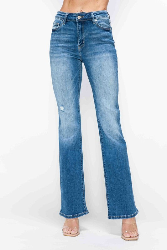 bytos Full Size Distressed High Rise Jeans with Pockets - Little Miss Vanilla