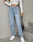 Asymmetric Waist Jeans with Pockets - Little Miss Vanilla