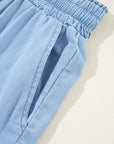 Myosotis Drawstring High Waist Wide Leg Denim Pants