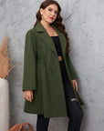 Honey Plus Size Lapel Collar Roll-Tab Sleeve Trench Coat - Little Miss Vanilla