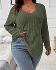 Plus Size V-Neck Long Sleeve T-Shirt - Little Miss Vanilla