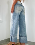 Washed Wide Leg Jeans with Pockets - Little Miss Vanilla