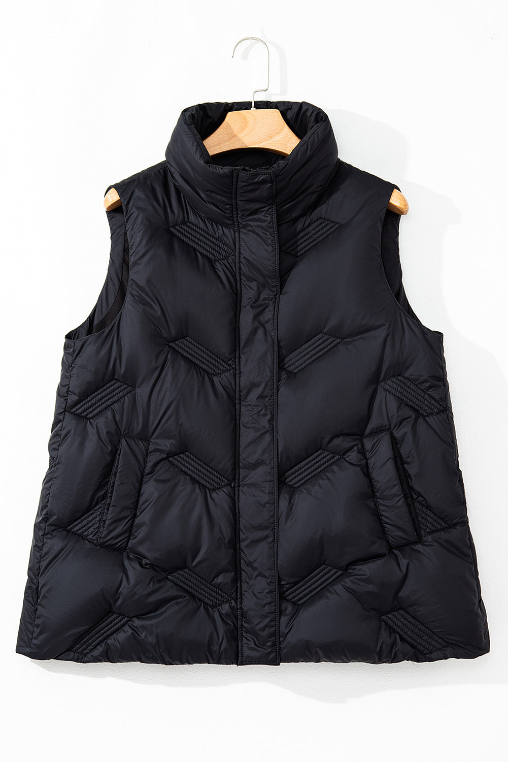 Black Quilted High Neck Zip Up Jacket Vest - Little Miss Vanilla