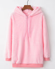 Full Size Quarter-Zip Drawstring Teddy Hoodie - Little Miss Vanilla