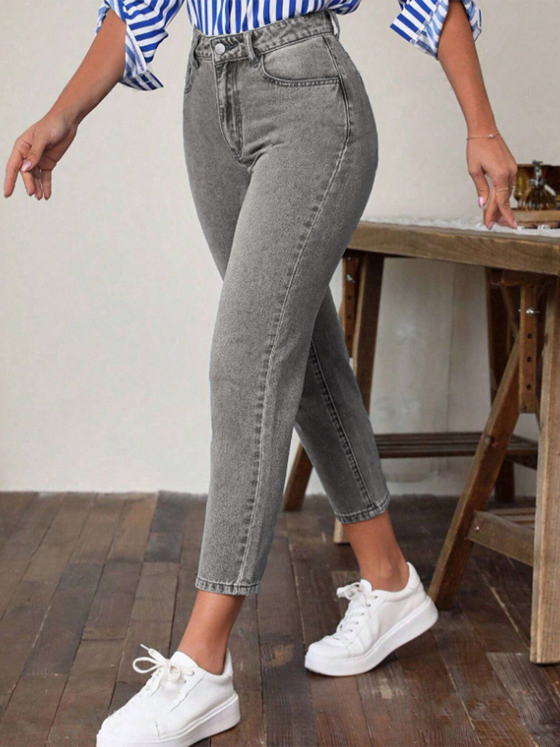 High Waist Jeans with Pockets - Little Miss Vanilla