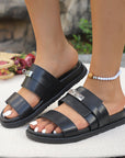 Summer Buckle Flats Sandals Fashion Fish Mouth Thick Bottom Slippers For Women Outdoor Non-slip Slides