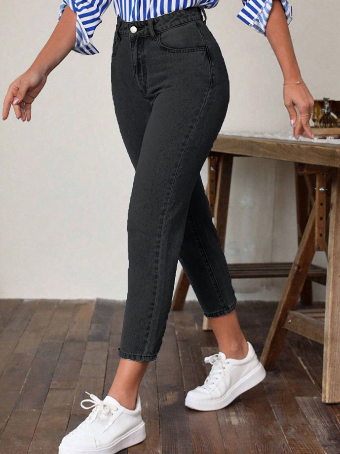 High Waist Jeans with Pockets - Little Miss Vanilla