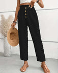 Women's Slim-fit Buttoned Straight Loose Trousers