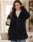 Plus Size Zip Up Long Sleeve Hooded Outerwear - Little Miss Vanilla