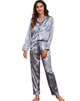 Two-piece Stretch Satin Home Wear Pajamas Women