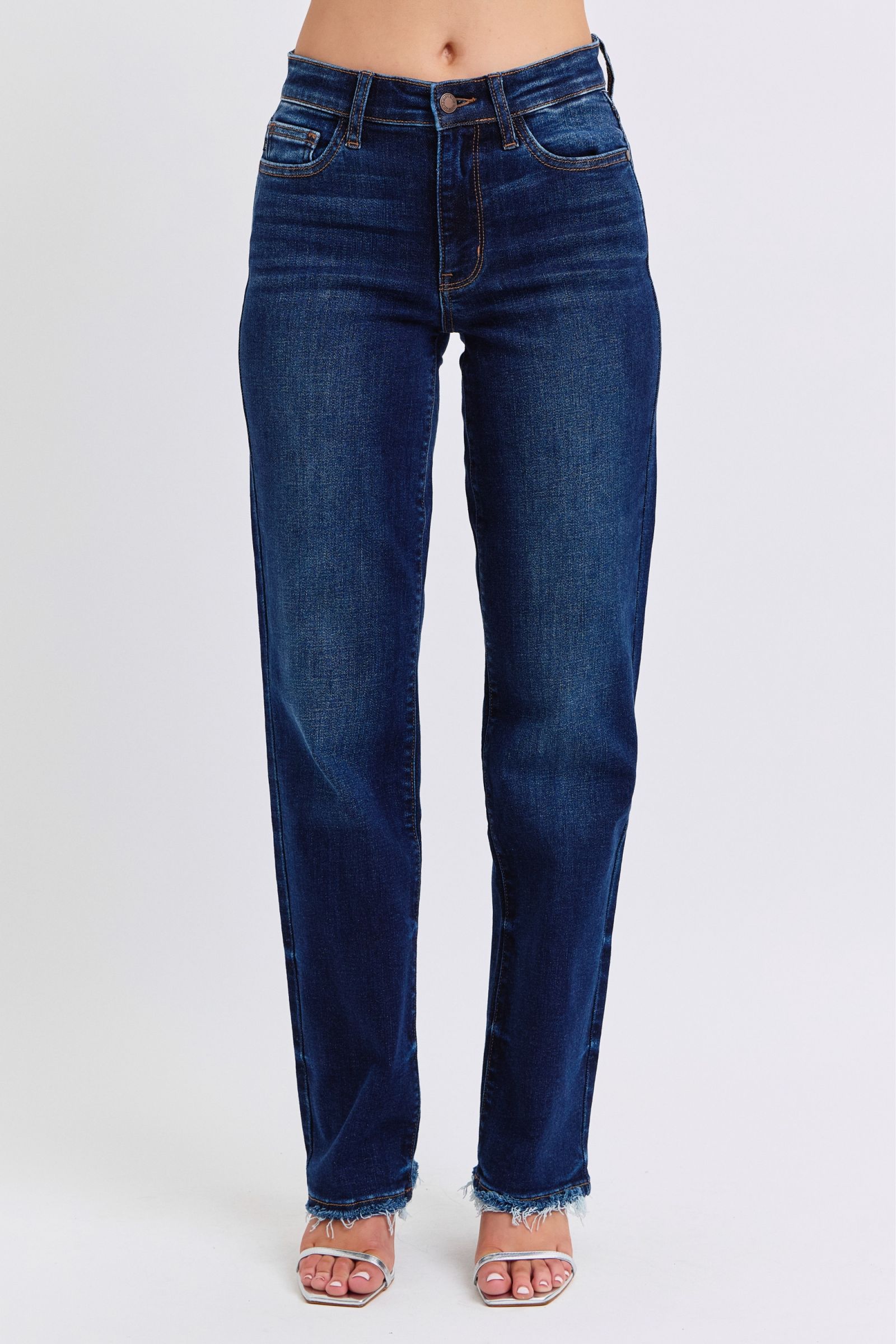 Judy Blue Full Size Raw Hem Straight Leg Jeans - Little Miss Vanilla