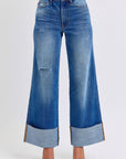 Judy Blue Full Size Distressed High Waist Wide Leg Jeans - Little Miss Vanilla