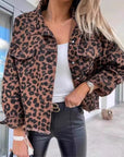 Women's Leopard Print Jacket With Pocket Y2K Fashion Lapel Single-breasted Denim Overcoat Women's Clothing - Little Miss Vanilla