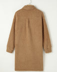 Khaki Contrast Flap Pocket Single Breasted Teddy Coat