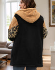 Plus Size Leopard Zip Up Hooded Outerwear - Little Miss Vanilla