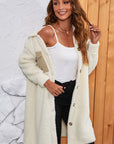 Beige Contrast Flap Pocket Single Breasted Teddy Coat