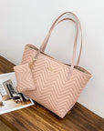 Women's Fashionable Wave Pattern Diamond Plaid Embroidered Shoulder Bag