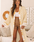 Yellow Bohemian Geometric Printed Loose Sleeve Long Kimono - Little Miss Vanilla