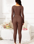 Scoop Neck Long Sleeve Active Jumpsuit - Little Miss Vanilla