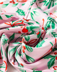 Pink Christmas Berries Plant Print Satin Long Sleeve Pajama Set - Little Miss Vanilla