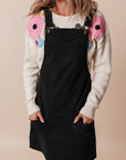 Black Solid Front Pockets Sleeveless Corduroy Overall Dress - Little Miss Vanilla