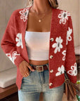 Flowers Print Button Front Cardigan