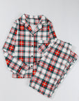 Red Christmas Plaid Print Two Piece Long Sleeve Pajamas Set - Little Miss Vanilla