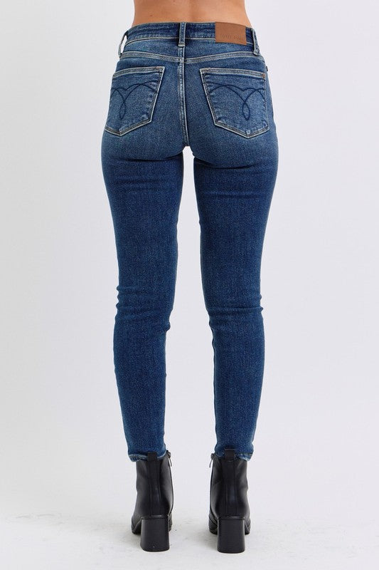 Judy Blue Full Size Run Mid-Rise Waist Skinny Jeans with Thermal Lining - Little Miss Vanilla