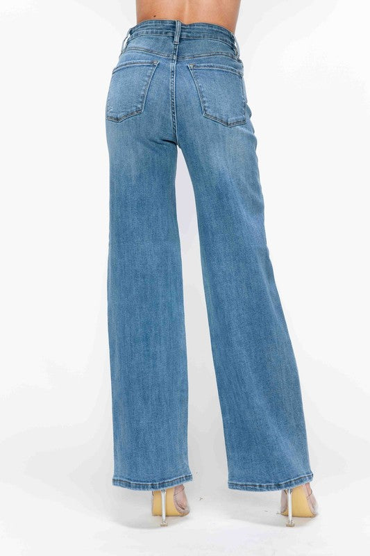 bytos Full Size High Rise Wide Leg Jeans with Pockets - Little Miss Vanilla