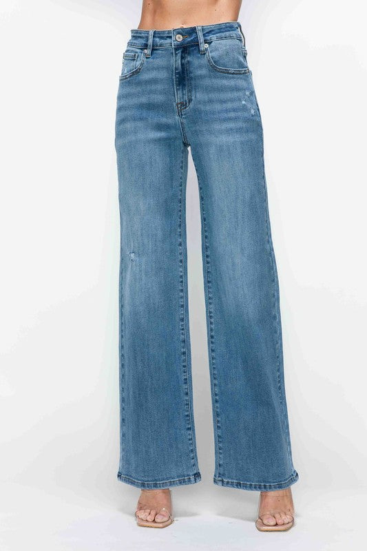 bytos Full Size High Rise Wide Leg Jeans with Pockets - Little Miss Vanilla