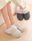 Winter Warm Plush Home Slippers Indoor Fur Slippers Women Soft Lined Cotton Shoes Comfy Non-Slip Bedroom Fuzzy House Shoes Women Couple