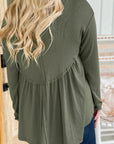 Plus Size Peplum Round Neck Long Sleeve Blouse - Little Miss Vanilla