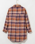 Plus Size Plaid Collared Neck Long Sleeve Jacket - Little Miss Vanilla