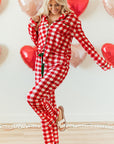 Fiery Red Christmas Plaid Print Shirt and Pants Pajama Set - Little Miss Vanilla