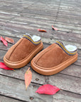 Chestnut Contrast Edge Suede Plush Lined Thick Sole Winter Slippers