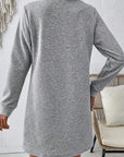 Gray Solid Color Textured Long Sleeve Shift Dress - Little Miss Vanilla