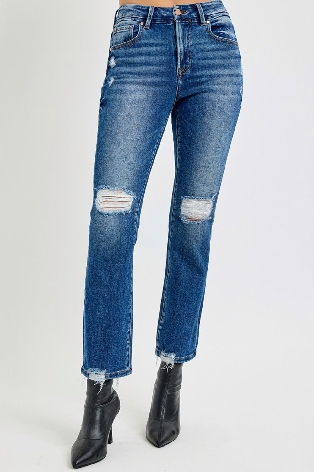 RISEN Full Size High Rise Distressed Crop Straight Jeans - Little Miss Vanilla