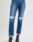 RISEN Full Size High Rise Distressed Crop Straight Jeans - Little Miss Vanilla