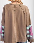 Plus Size Flower Round Neck Long Sleeve Blouse - Little Miss Vanilla