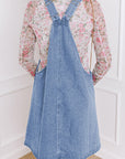 Beau Blue Wide Strap Button Front Pocketed Denim Mini Dress - Little Miss Vanilla