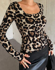 Leopard Scoop Neck Long Sleeve T-Shirt - Little Miss Vanilla