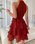 Women's Halterneck Dresses Sleeveless Ruffle Dress