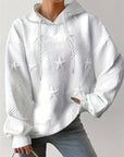 Plus Size Star Texture Long Sleeve Drawstring Hoodie - Little Miss Vanilla