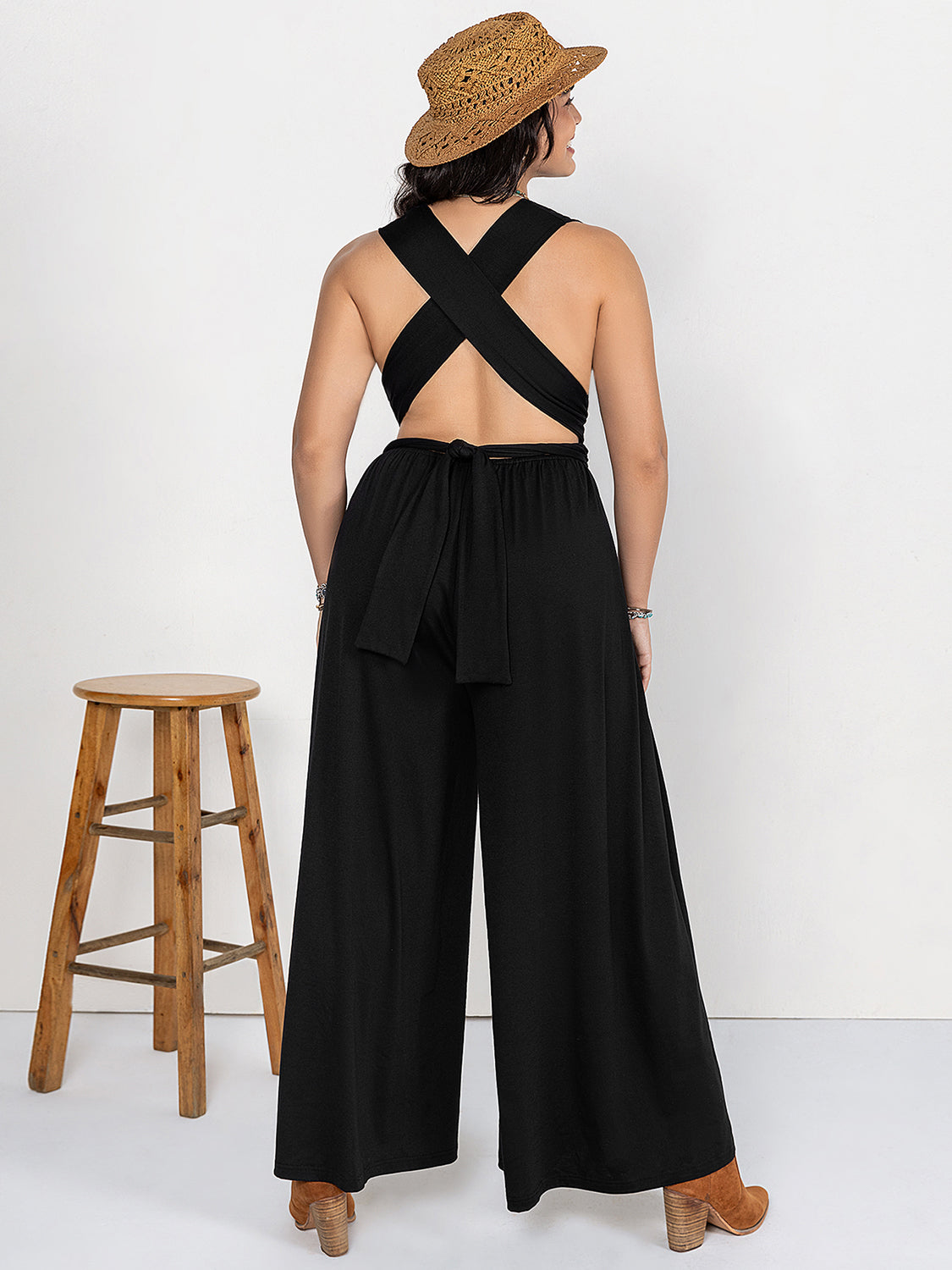 Plus Size V-Neck Wide Leg Jumpsuit - Little Miss Vanilla