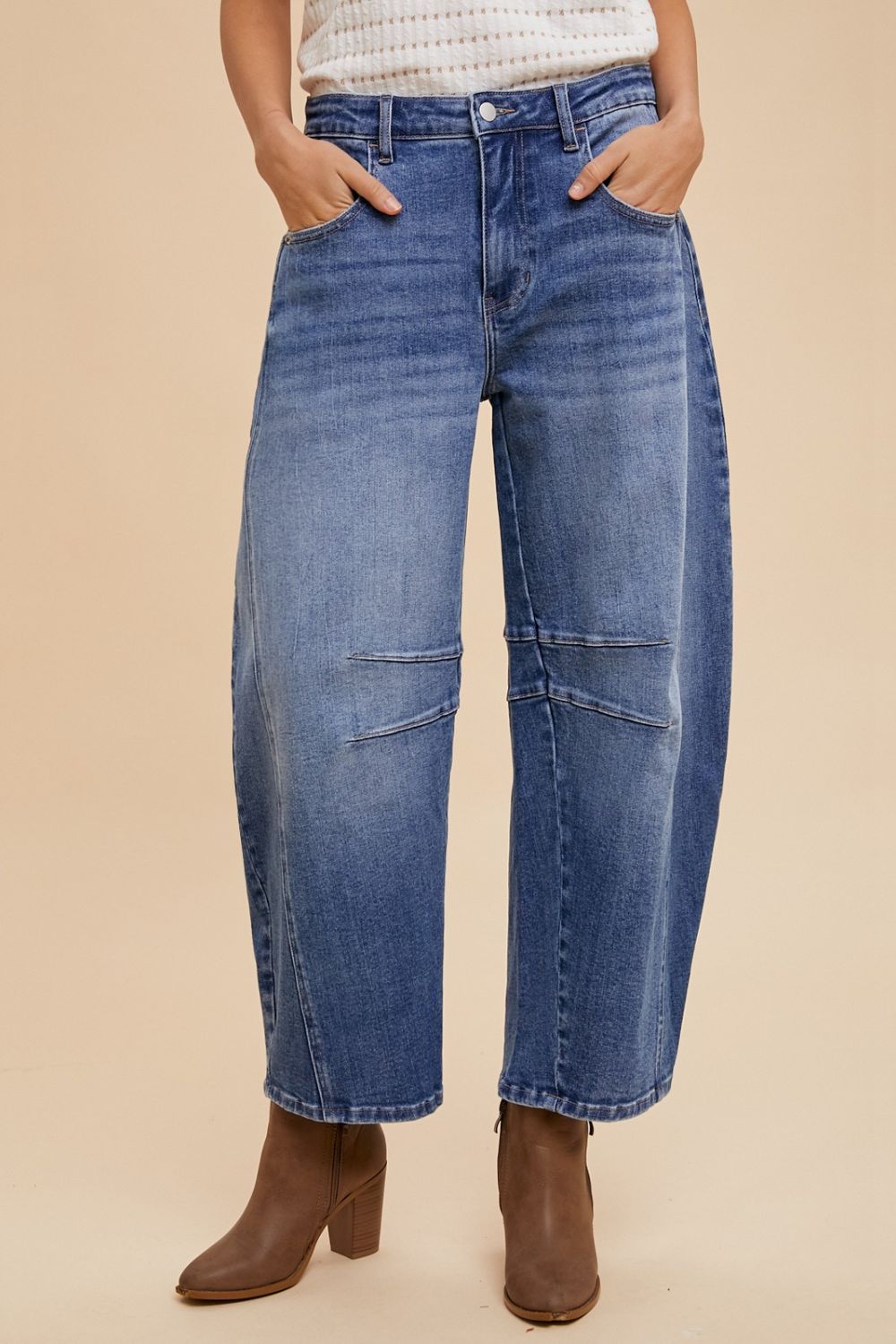 Annie Wear Mid Rise Barrel Leg Jeans with Pockets - Little Miss Vanilla