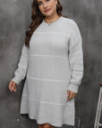 Plus Size Round Neck Long Sleeve Sweater Dress - Little Miss Vanilla