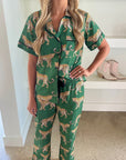 Green Cheetah Print Short Sleeve Shirt and Pants Pajama Set - Little Miss Vanilla