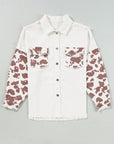 Raw Hem Animal Print Long Sleeve Denim Jacket - Little Miss Vanilla