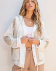 Beige Quilted Textured Patchwork Loose Fit Hooded Jacket - Little Miss Vanilla