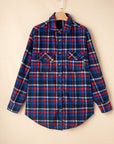 Navy Blue Plaid Flap Pocket Button Up Shacket - Little Miss Vanilla